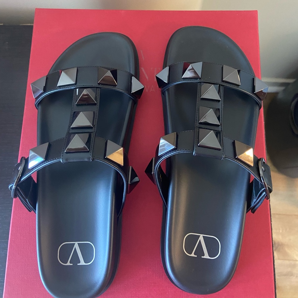 Valentino 5MM Roman Stud Double Slides